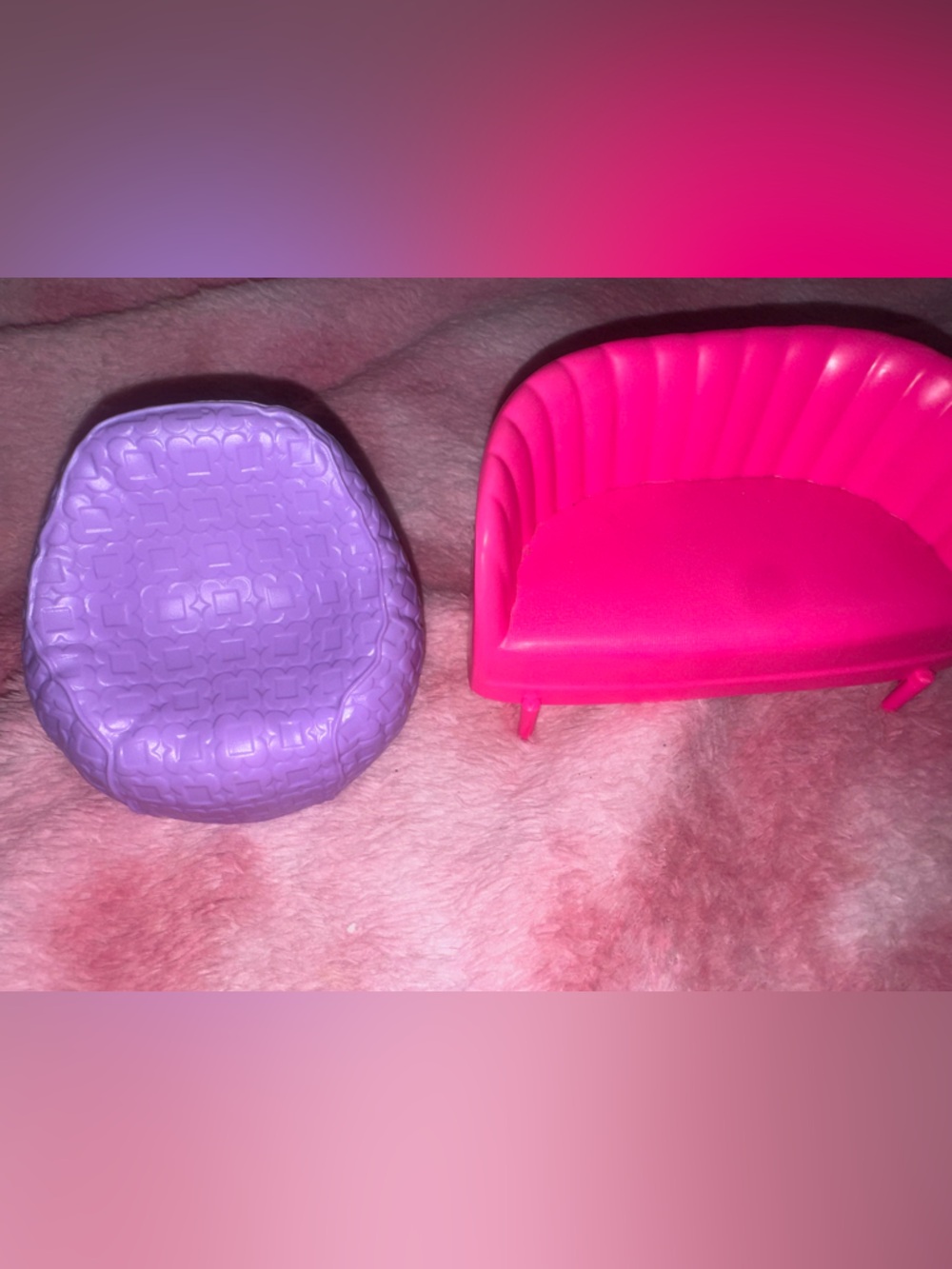 Purple Doll Chair and Hot Pink Doll Sofa Set